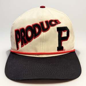 Portland Gear Mens Cream Black“Produce” Rope Adjustable SnapBack Hat NWOT New